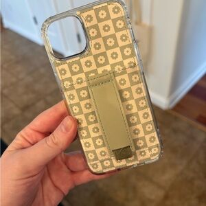 Checkered Floral Phone Case with Stand - Green WALLI